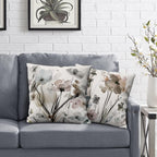 Qesonoo Flower Throw Pillow Covers 16X16 Set Of 2, Flowers Pillow Cushion Cases,Decorative Square Pillowcases For Sofa Couch Bed