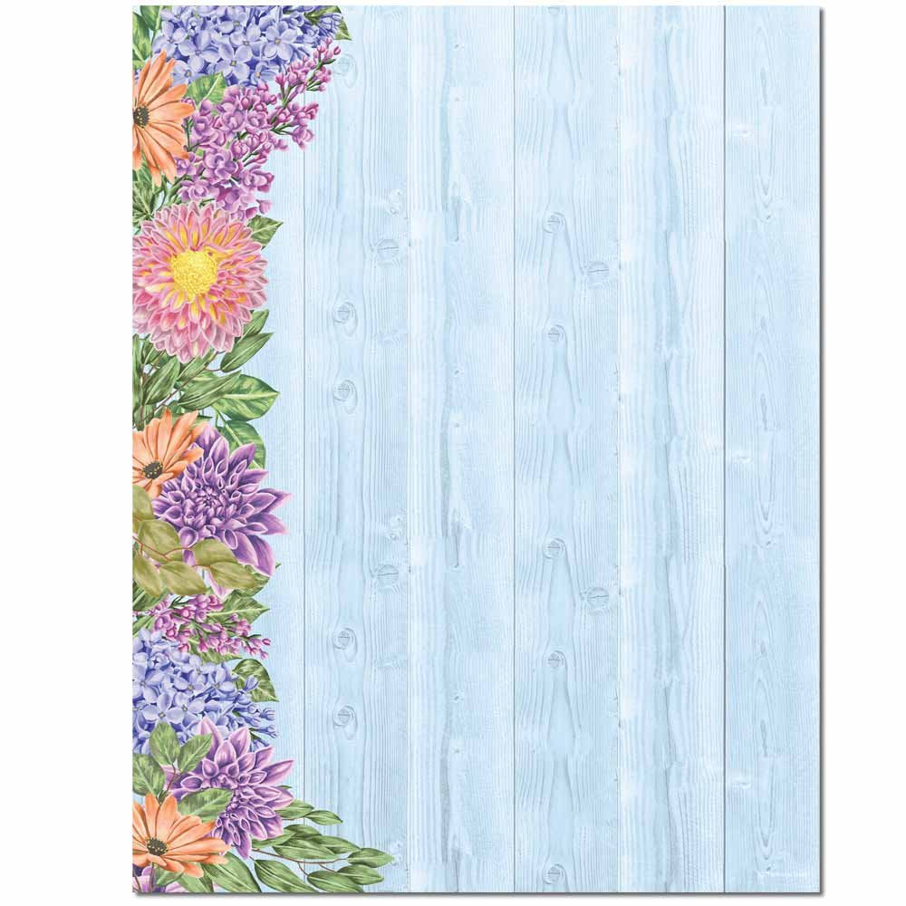 The Image Shop - Floral Fence 100 Pack - 8.5 X 11 Inch Printable Letterhead - Laser And Inkjet Printer Compatible