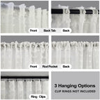 Cream Boho Sheer Curtains Drapes For Living Room 90 Inch Length 2 Panels Set Country Shabby Chic Rod Pocket Semi Sheer Window Treatments Farmhouse Curtains For Bedroom 90 Inches Long,Off White Ivory