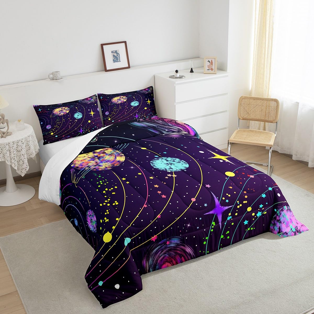 Feelyou Solar System Comforter Set Queen Size Outer Space Comforter For Kids Teens Adults Universe Planets Bedding Set Cute Astr