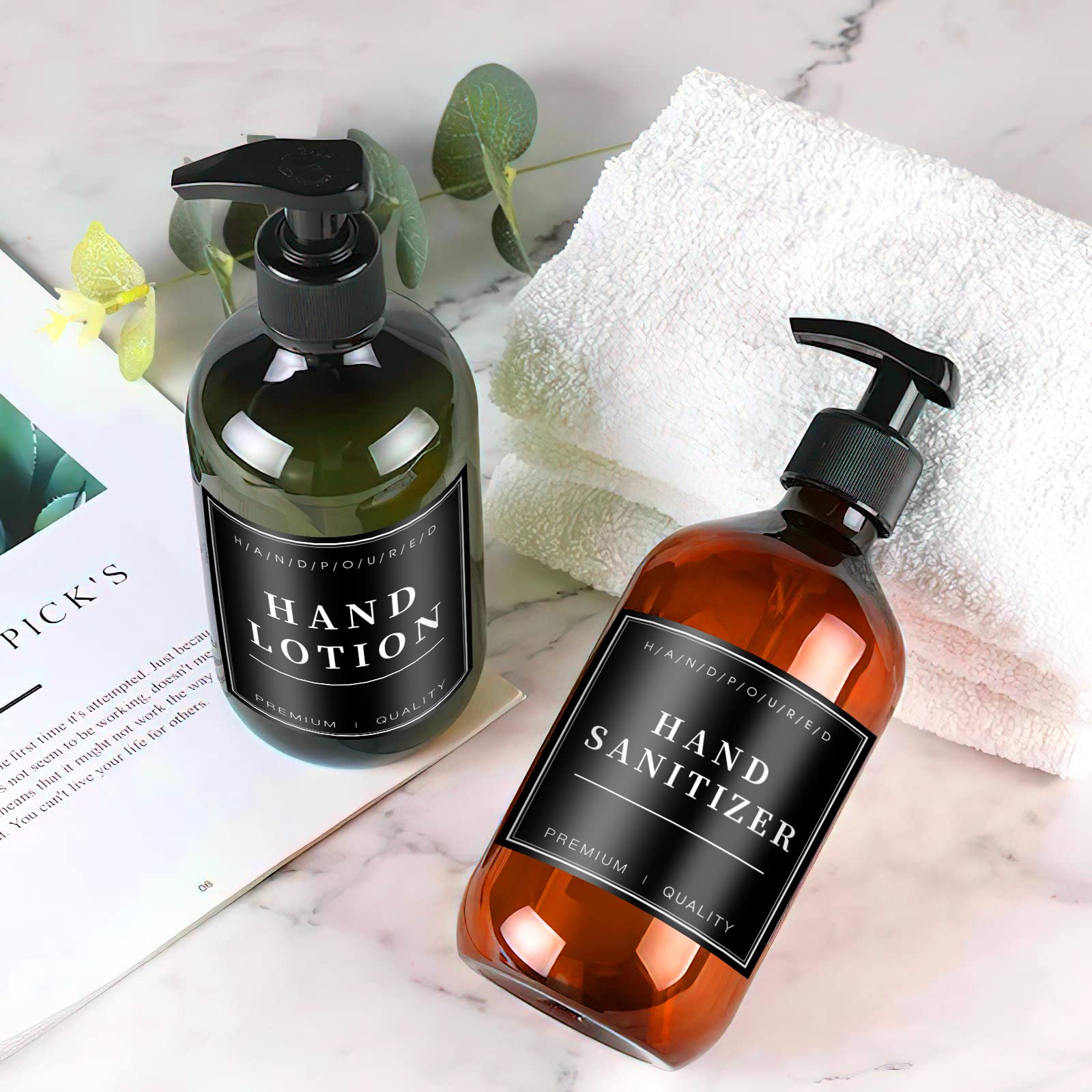 24Pcs Waterproof Labels For Glass Or Plastic Bottles, Bathroom Hand Soap Shampoo Dispenser Label Stickers, Removable Cleaning La