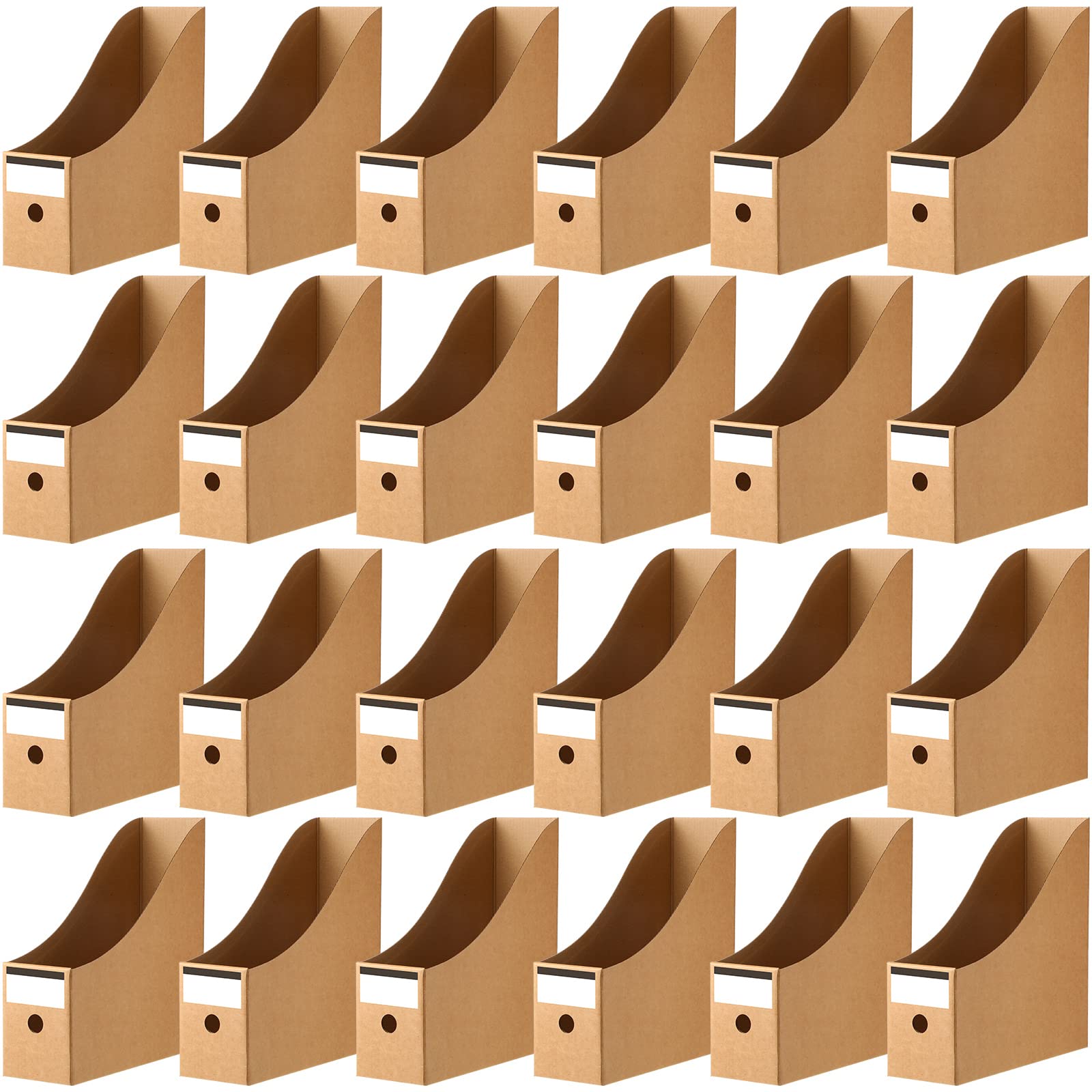 Thenshop 24 Pcs Cardboard Magazine File Holder Organizer, Desk File Organizer Box Foldable Book Bin Papers Storage Folder with L