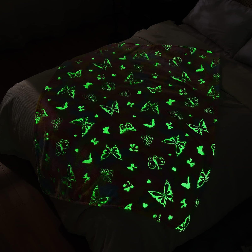 Sochow Butterfly Glow In The Dark Blanket Presents For Daughters, Toys For 3-10 Year Old Birthday Presents, Soft Cozy Flannel Th