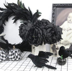 Tinsow Artificial Peony Flowers Black Silk Flowers Peony Bouqeut For Halloween Home Deorations Gothic Wedding (Black, 10)