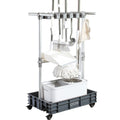 QTJH Broom mop holder cleaning supplies organizer janitorial carts on wheels housekeeping station storage tools for garage, gard