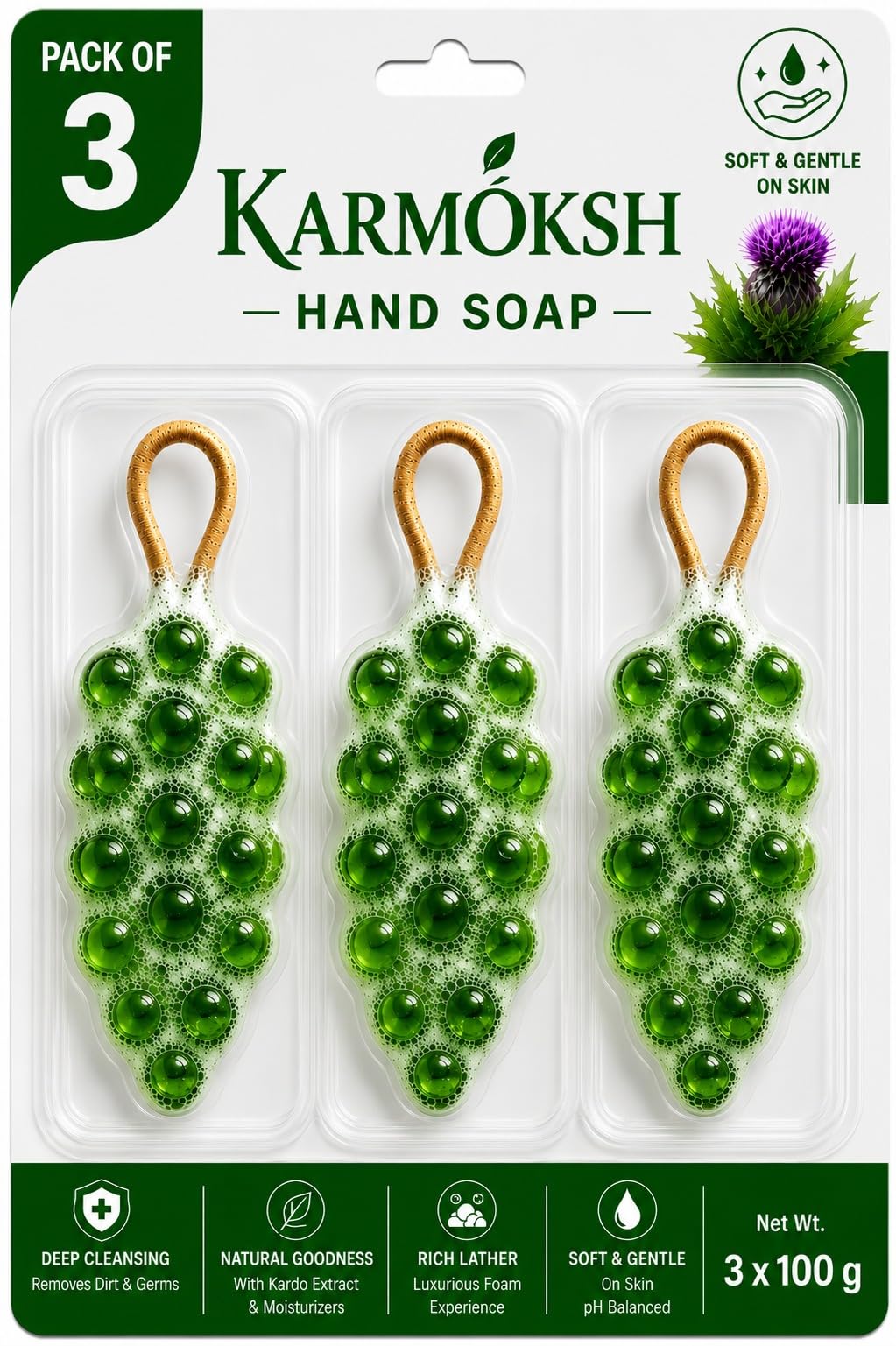 Exfoliating Soap Saver Pouch With Hanging Loop, Mesh Bag, Reusable Shower Soap Holder, Body Scrub Sponge, Green (Pack Of 3)