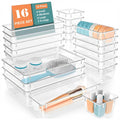 Zefinta Transparent Dressing Table Organizer Tray  Multipurpose Drawer Divider For Kitchen, Office, Makeup & Bathroom Storage, 