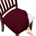 Fuloon Stretch Jacquard Chair Seat Covers Set Of 4, Removable Washable Dining Chair Covers Anti-Dust Dining Room Chair Covers Seat Cushion Slipcovers (4, Burgundy)