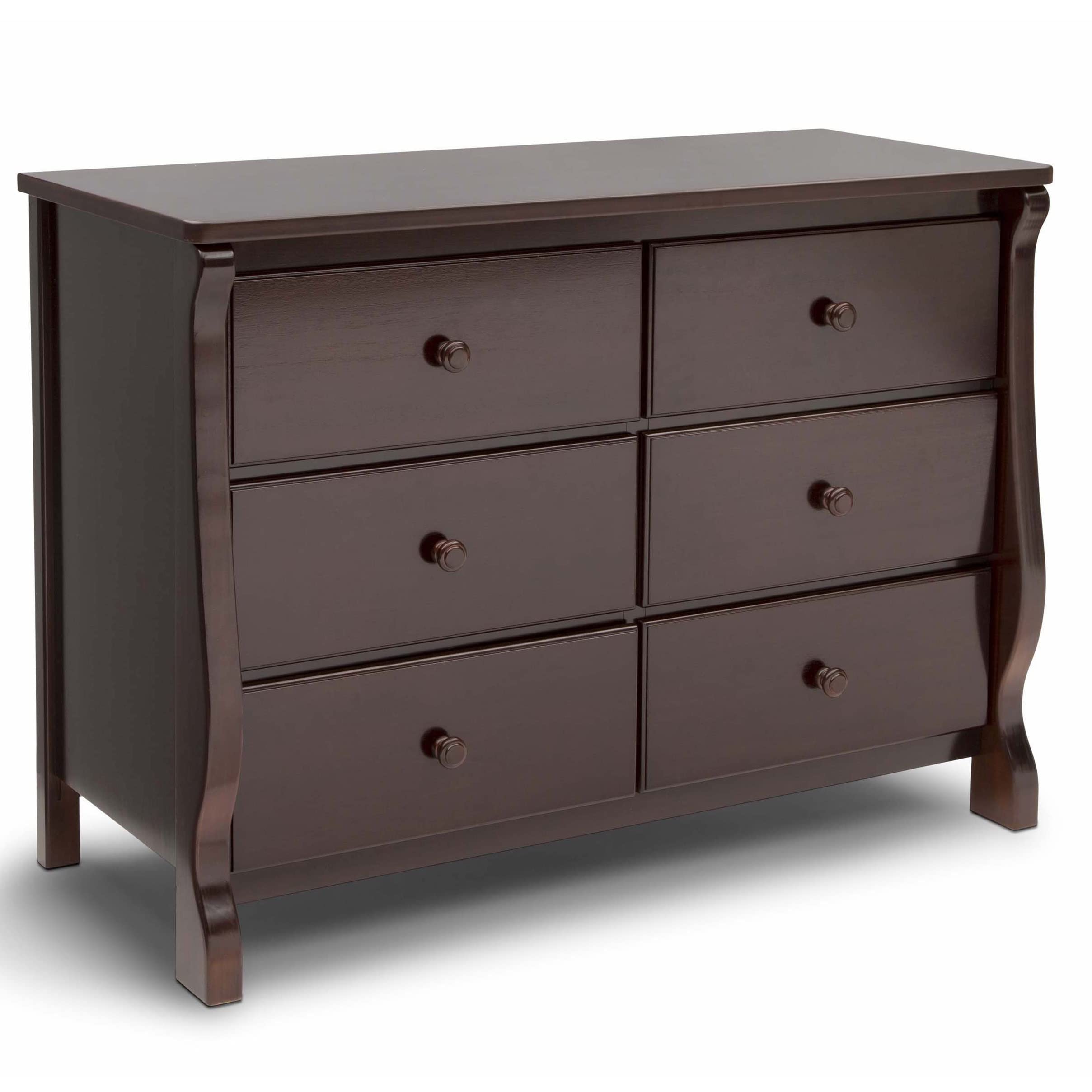 Delta Children Universal 6 Drawer Dresser with Interlocking Drawers  Greenguard Gold Certified, Dark Chocolate