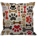 Hgod Designs Dogs Paws And Bones Throw Pillow Cover,Lovely Cartoon Adorable Footprint Decorative Pillow Cases Cotton Linen Squar