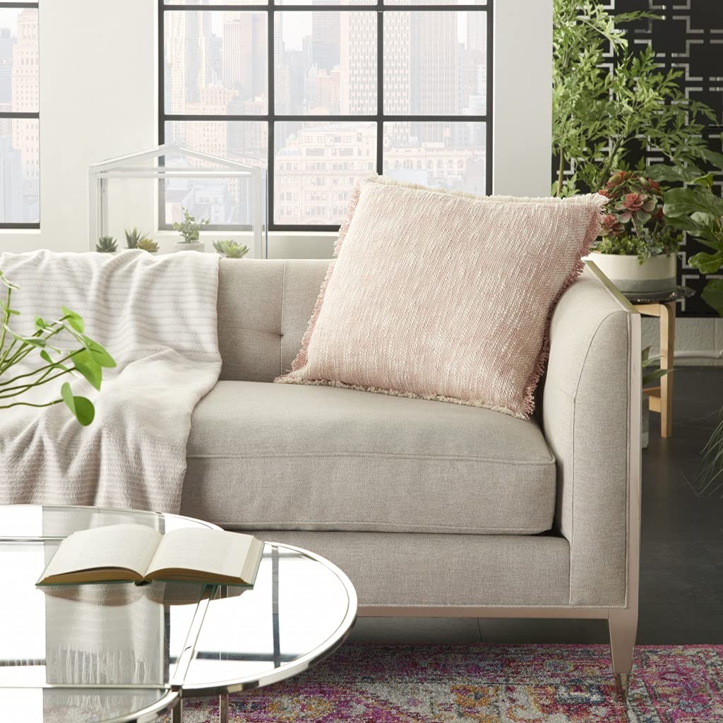 HomeRoots 100% Cotton Blush and Ivory Abstract Pattern Throw Pillow