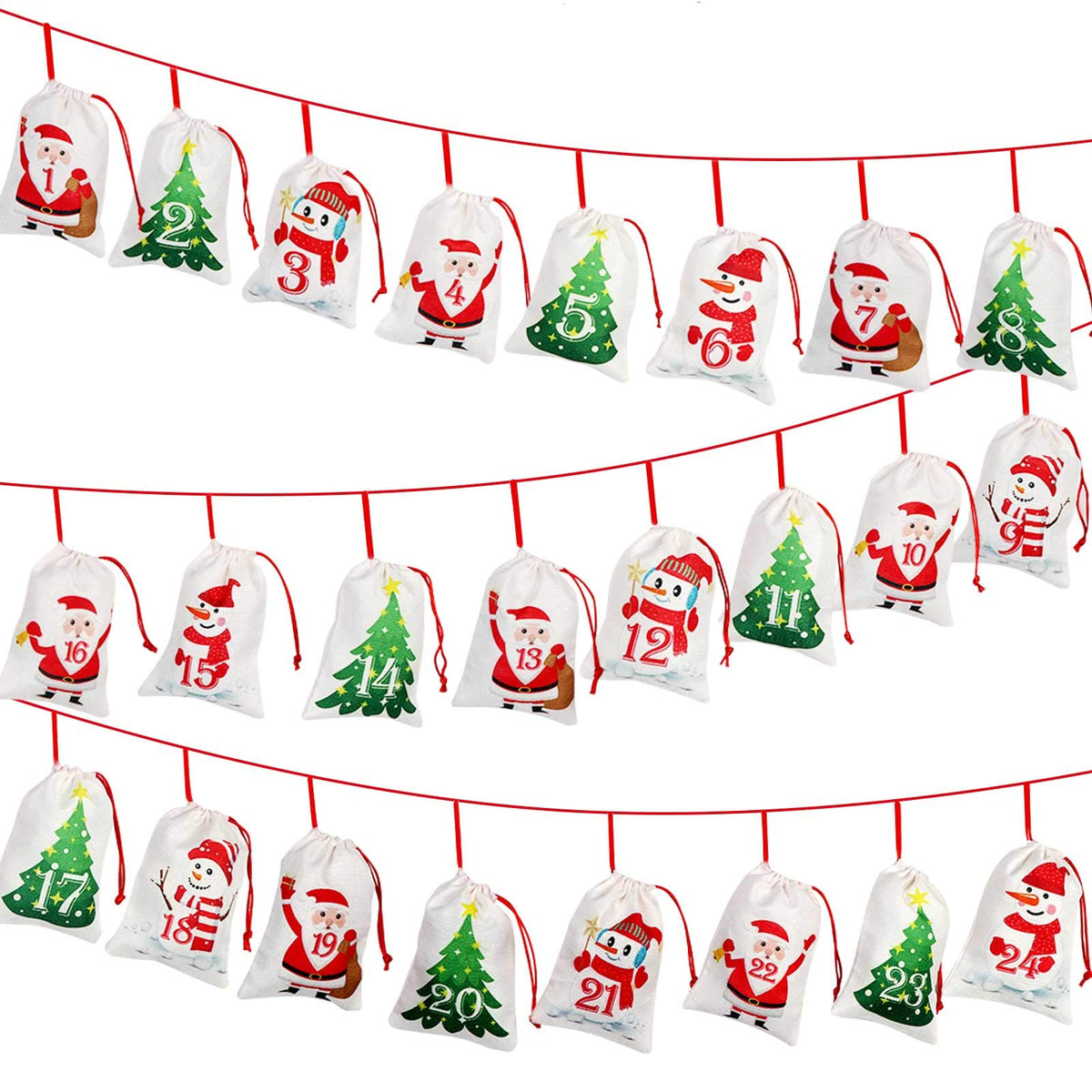 OurWarm Christmas Advent Calendar 2023, 24 Days Burlap Hanging Advent Calendars Candy Gift Bags DIY Xmas Countdown Christmas Dec