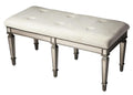Butler Specialty Mirrored Tufted Bench in Ivory and Pewter