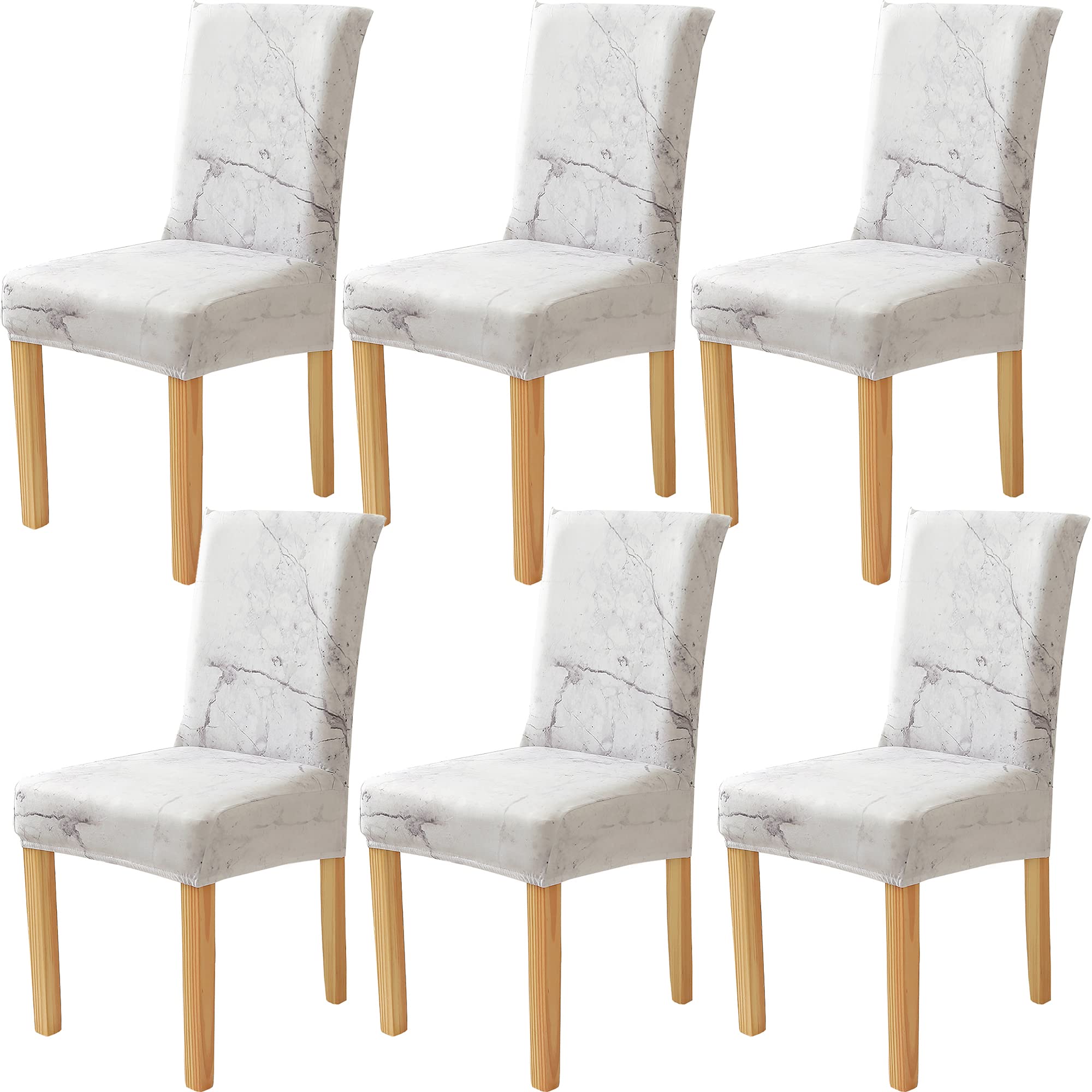 Yiaizhuo Chair Covers For Dining Room Set Of 6 Pack Marble Slipcovers High Back Chairs Cover Stretch Slipcover
