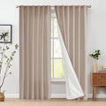 Jinchan Linen Blend Curtains 84 Inch Long For Living Room Farmhouse Rod Pocket Back Tab Light Filtering Window Drapes With Lined For Bedroom Taupe 2 Panels
