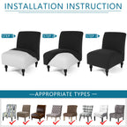 Liykimt Armless Accent Chair Cover Slipcover,Slipper Chair Stretch Spandex Removable For Armless Chair Furniture Protector Covers For Living Dining Room Hotel (Black, 2)