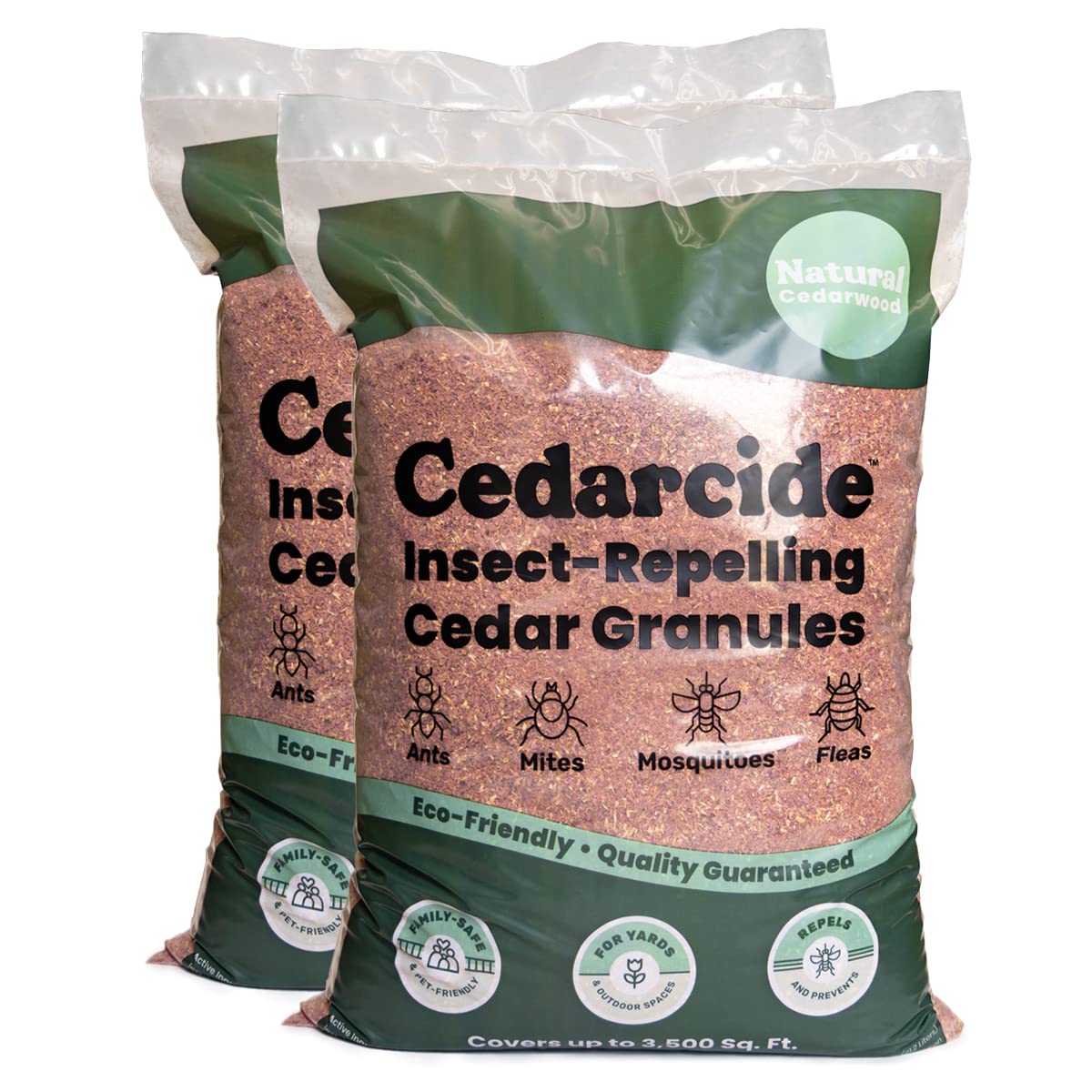 Cedarcide Insect Repelling Cedar Granules  Repels Fleas, Mosquitoes, Ants, Mites  Protect Your Lawn With A Cedar Barrier  Family