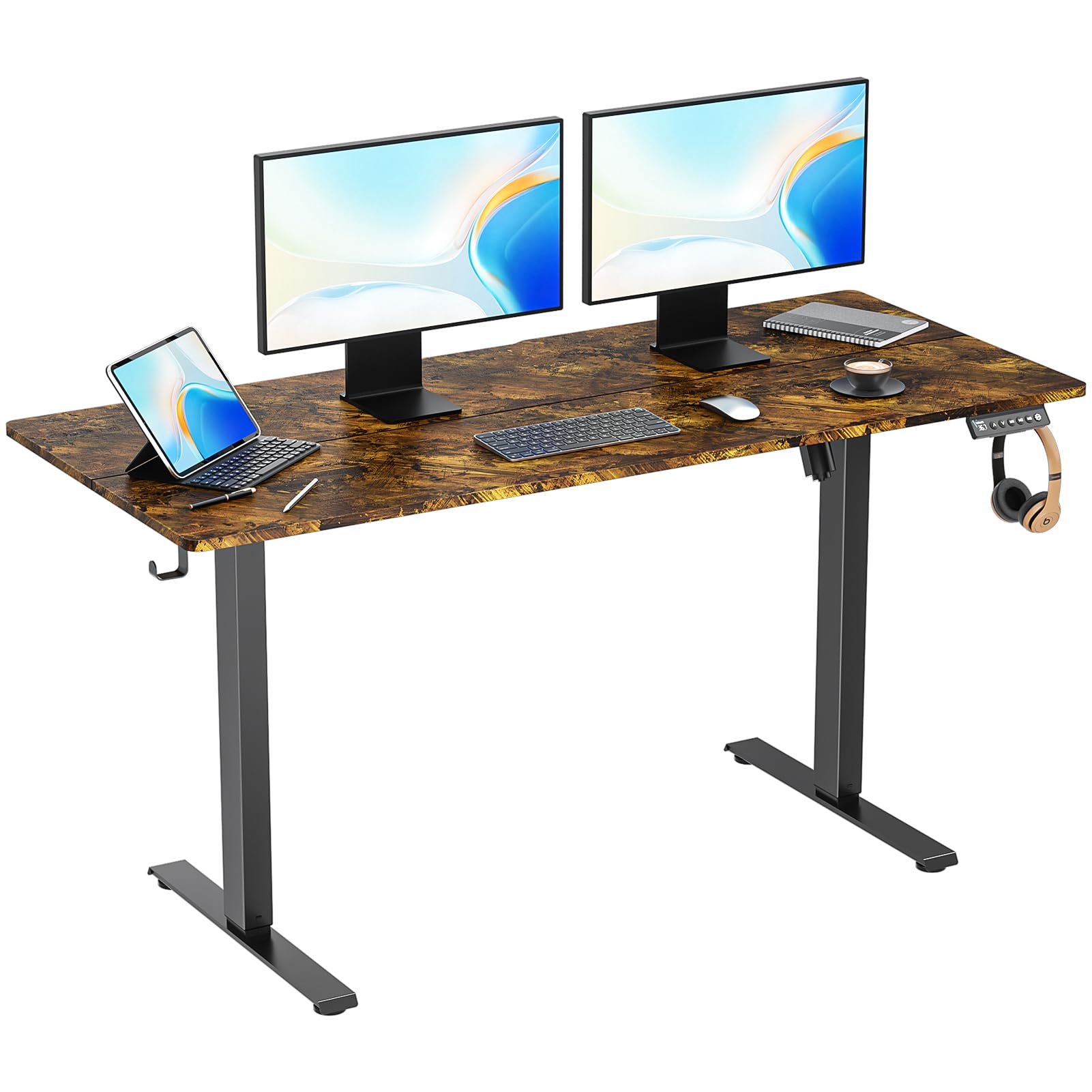 VVENACE 55 inch Electric Standing Desk Adjustable Height with Wheels, Home Office Desk, Sit Stand Up Desk, Rising Lifting Ergono