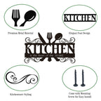 Metal Rustic Kitchen Decor Signs Decoraions For Wall, Country Farmhouse Decoration For Dining Room, 13.8 X 8.8 Inches (Black)