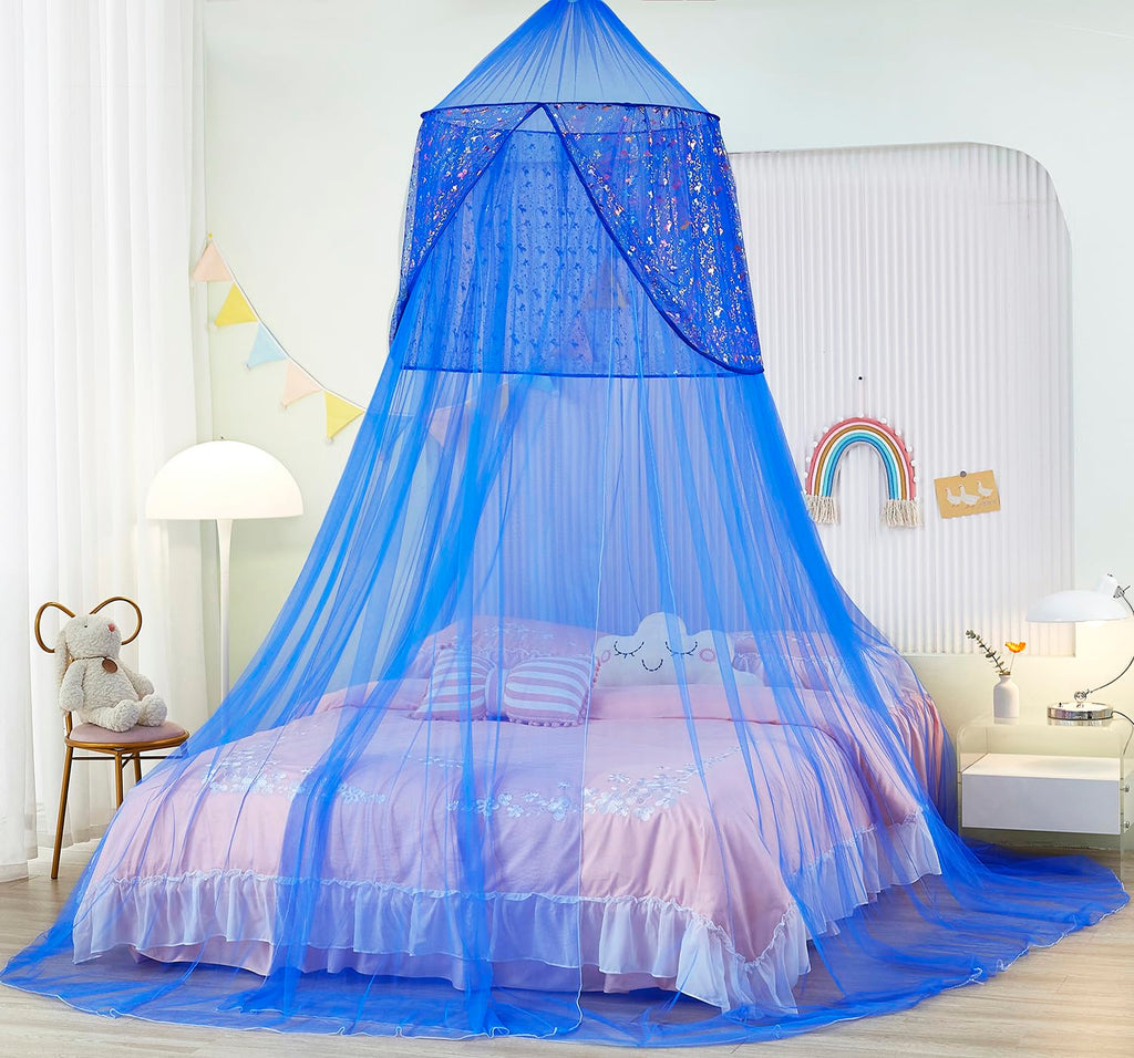 Nattey Black Bed Canopy With Lights Bed Tent For Boys Girls,Canopy For Bed Room Decor, Canopy For Twin To King Size Bed