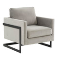LeisureMod Lincoln Velvet Accent Armchair With Black Steel Frame