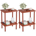 Apicizon 2 Tier End Table Set Of 2, Boho Side Table With Storage Shelf, Nightstand Bedside Table For Small Spaces, Bedroom, Living Room, Entryway, Farmhouse, Easy Assembly, Vintage Brown