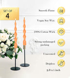 Lpusa 9.8' Halloween Spiral Taper Candles,Handmade From Vegan Soy Wax For Holiday Wedding Party Home Dinner Decoration Party An