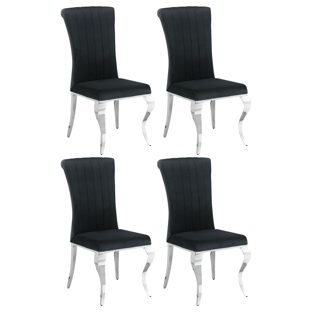 Coaster Home Furnishings Betty Upholstered Side Chairs Black and Chrome (Set of 4)