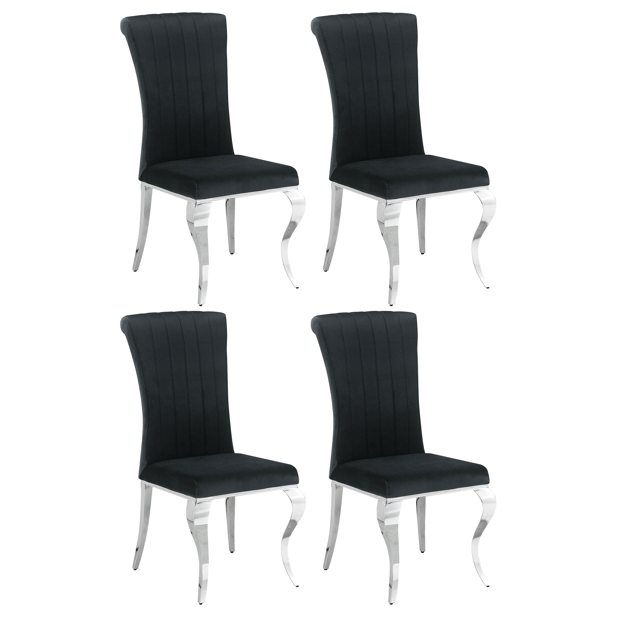 Coaster Home Furnishings Betty Upholstered Side Chairs Black and Chrome (Set of 4)