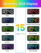 Cadmos Super Loud Alarm Clock for Heavy Sleepers, Digital Clock with RGB Night Light, Adjustable Volume, USB Charger - White