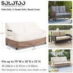 Solotoo Patio Furniture Covers Waterproof 3-Seater Sofa Cover,79 Inshes Outdoor Couch Cover,Patio Loveseat Cover (Beige)