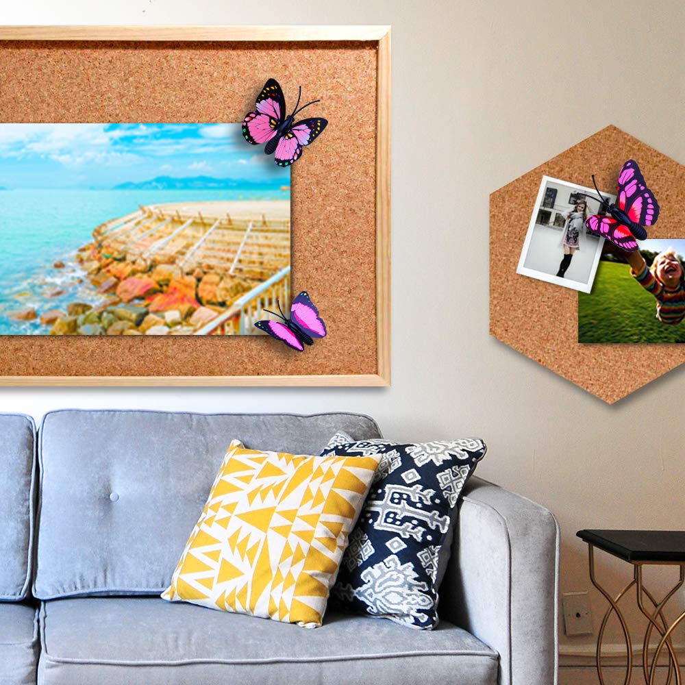 Yalis 12 Pcs Decorative Thumbtacks Pink Cute Pushpins For Feature Wall, Whiteboard, Corkboard, Photo Wall (Pink Butterfly)