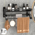 wolpin Stainless Steel Wall Shelves with Towel Hanger & Hooks Multipurpose Wall Mount Bathroom Storage Rack Box Strong Bathroom