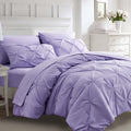Ubauba 7Pc Full Size Comforter Set With Sheets, Light Purple Pintuck 7 Pieces Bed In A Bag With Comforter, All Season Bedding Co