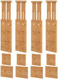 Vriccc 4.4'' High Drawer Dividers with Inserts, Bamboo Drawer Dividers for Clothes, Expandable from 12-17.5'', Adjustable drawer