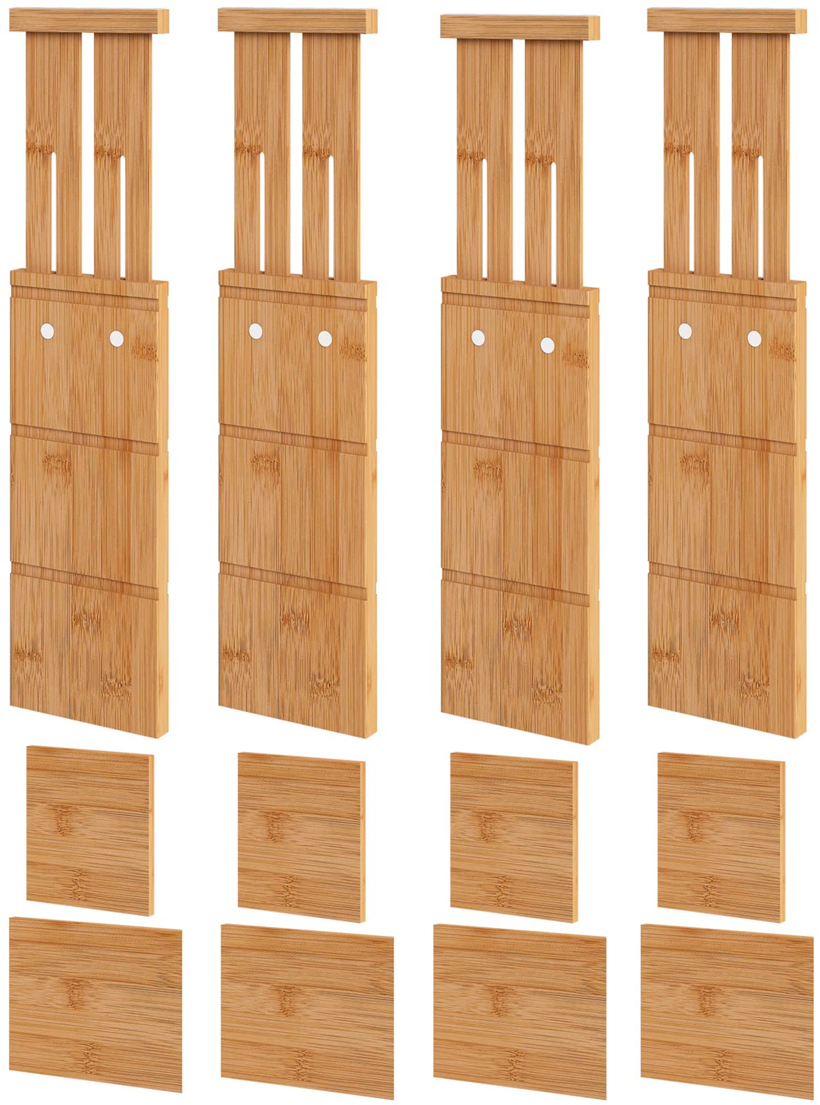 Vriccc 4.4'' High Drawer Dividers with Inserts, Bamboo Drawer Dividers for Clothes, Expandable from 12-17.5'', Adjustable drawer