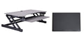 Rocelco 37.5" Deluxe Height Adjustable Standing Desk Converter with Anti Fatigue Mat Bundle - Quick Sit Stand Up Computer Workstation Riser - Large Retractable Keyboard Tray - Gray (R DADRG-MAFM)