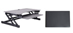 Rocelco 37.5" Deluxe Height Adjustable Standing Desk Converter with Anti Fatigue Mat Bundle - Quick Sit Stand Up Computer Workstation Riser - Large Retractable Keyboard Tray - Gray (R DADRG-MAFM)