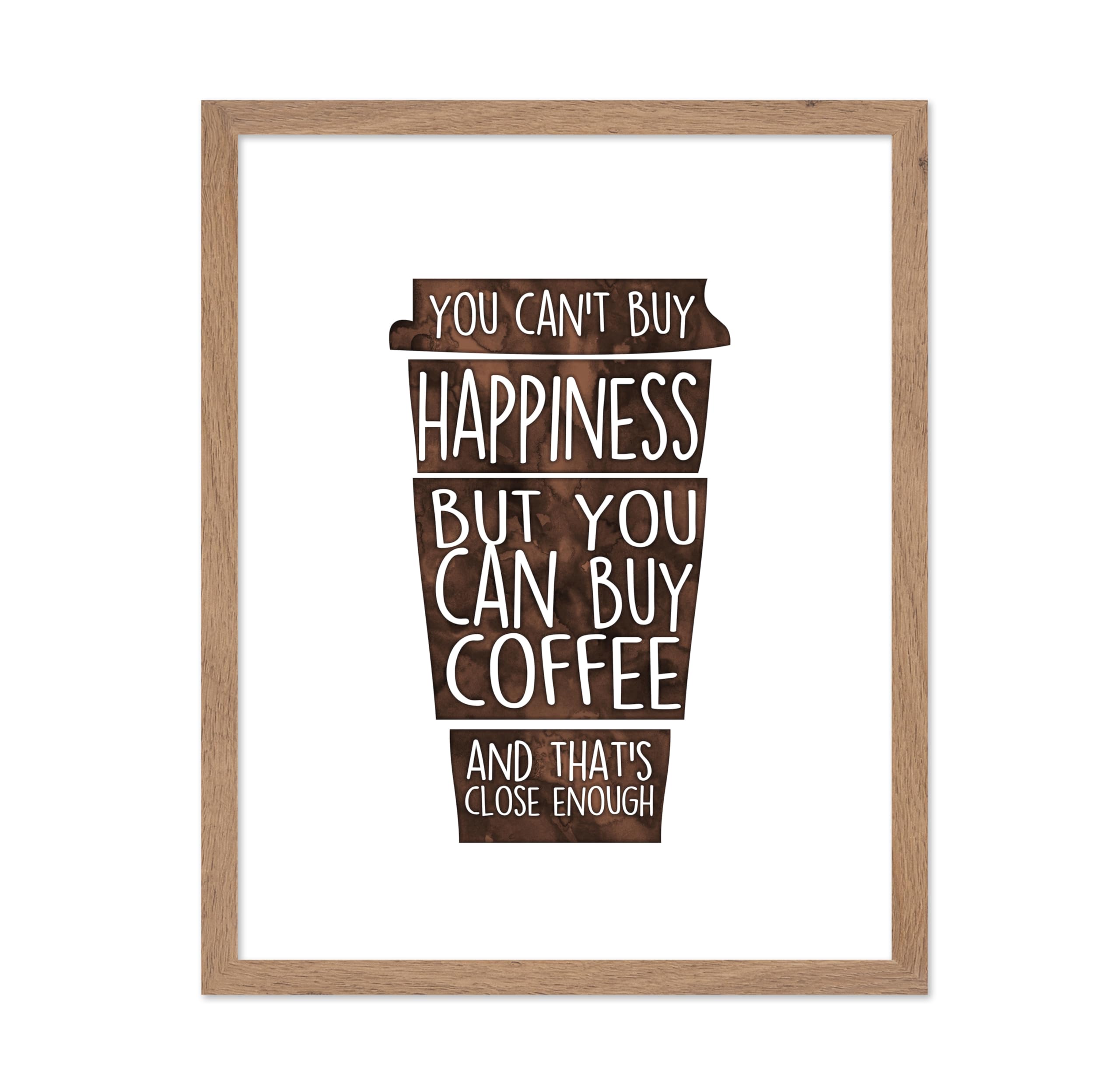 Poster Master Motivational Poster - Funny Print - Gift for Barista, Friend - You Cant Buy Happiness But You Can Buy Coffee, Quo