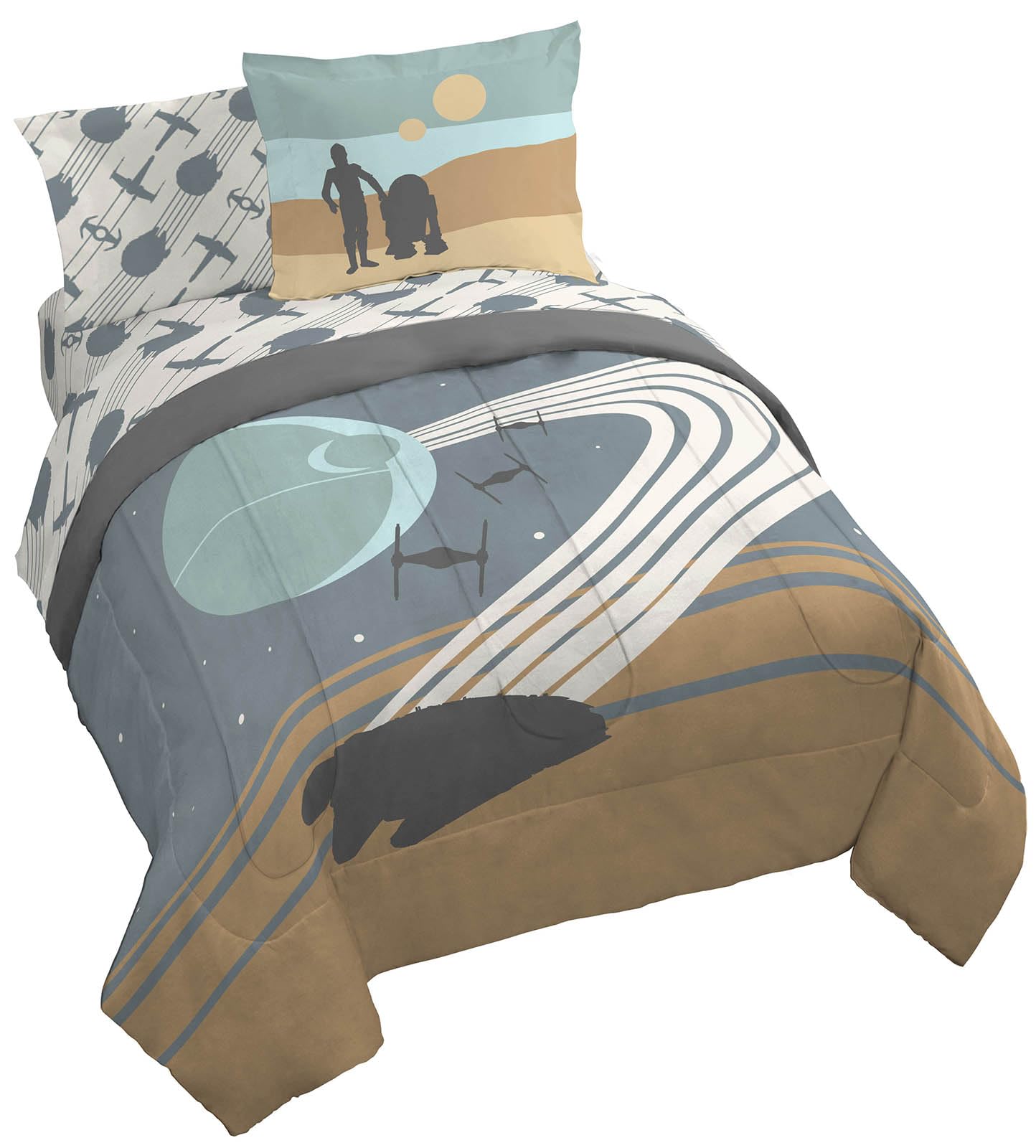 Jay Franco Star Wars Queen Size Comforter Set - 7 Piece Bedding Includes Sheet Set & Pillow Covers - Super Soft Cozy Bedding Wit