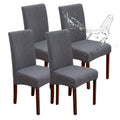 Genina Waterproof Chair Covers For Dining Room, Stretch Jacquard Dining Chair Slipcovers Removable Washable Chair Protector For Kitchen, Hotel, Restaurant (Leaves-Dark Gray, 4 Pcs)