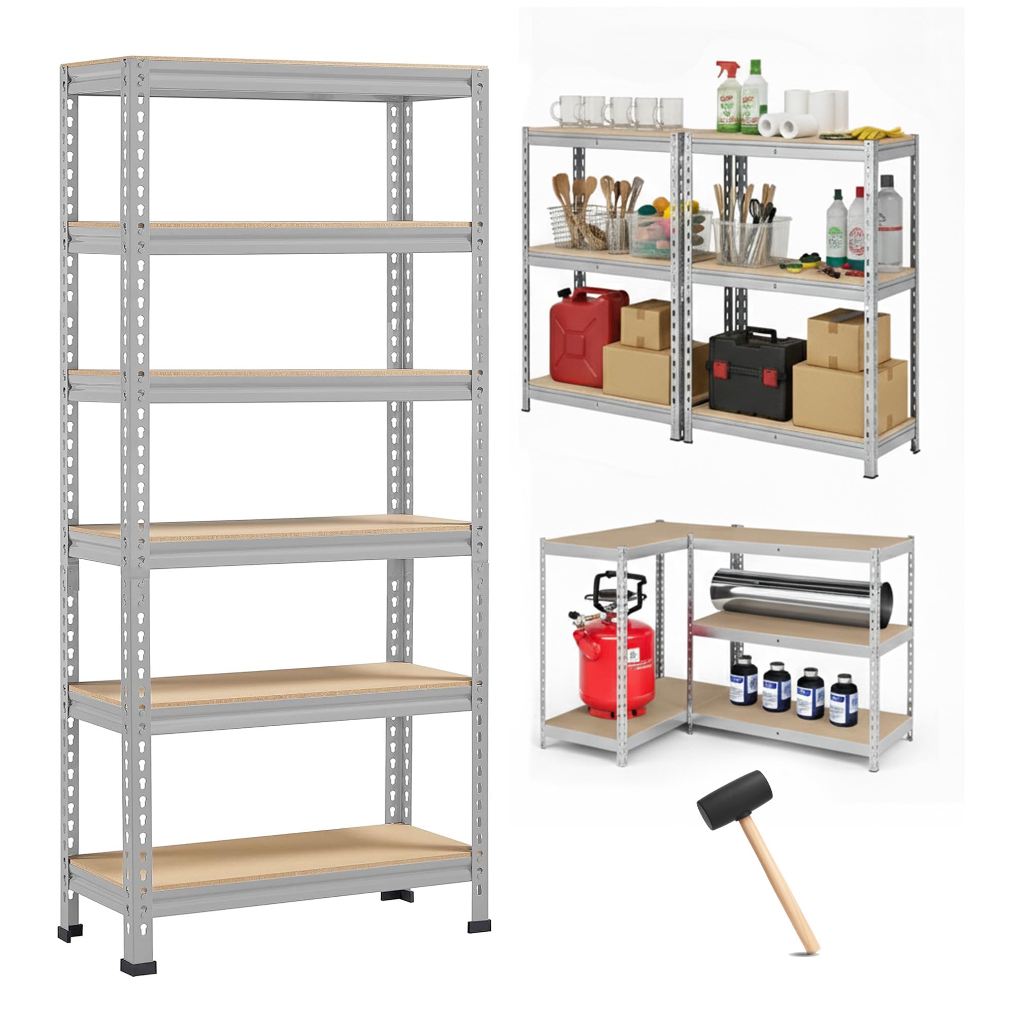 Robustt 6Tier Multipurpose Storage Rack | BoltFree Assembly | Metal Stand With Thick Mdf Board | 175Kg Capacity Per Shelf | 72