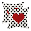 Aeioae Valentines Pillow Covers 22X22 Inch Set Of 2,Black Polka Dot Red Love Heart Throw Pillows Case,Valentine'S Day Anniversar