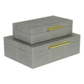 Cheungs Gray Faux Shagreen Rectangular Decorative Box Set (5824-2GR)