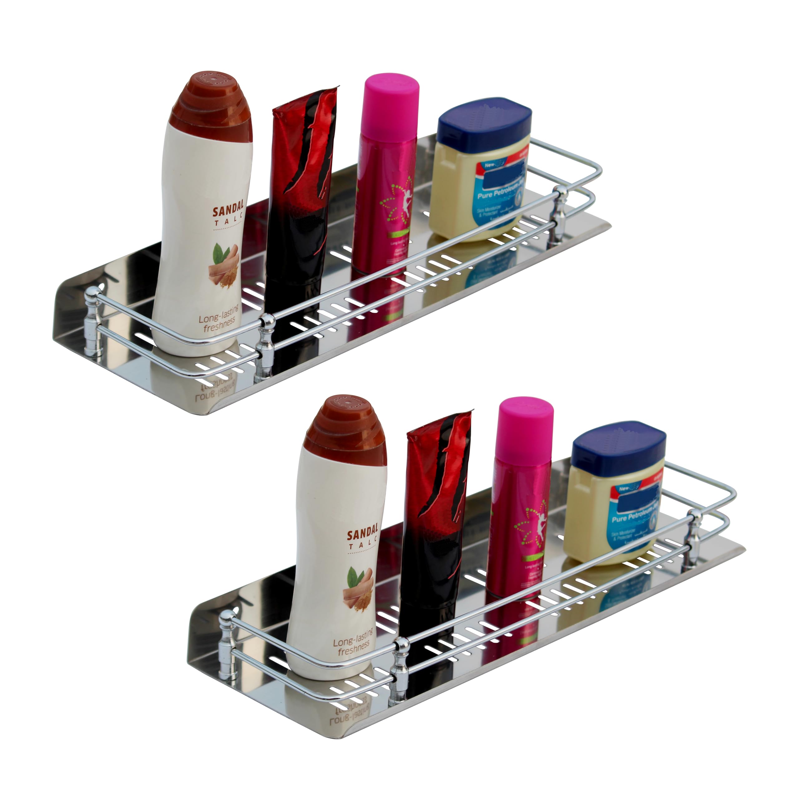 Squaro Stainless Steel Multi Purpose Bathroom/Shelf/Rack/Kitchen Shelf/Bathroom Accessories (15 Inches) Wall Mount (Piece Of 2)