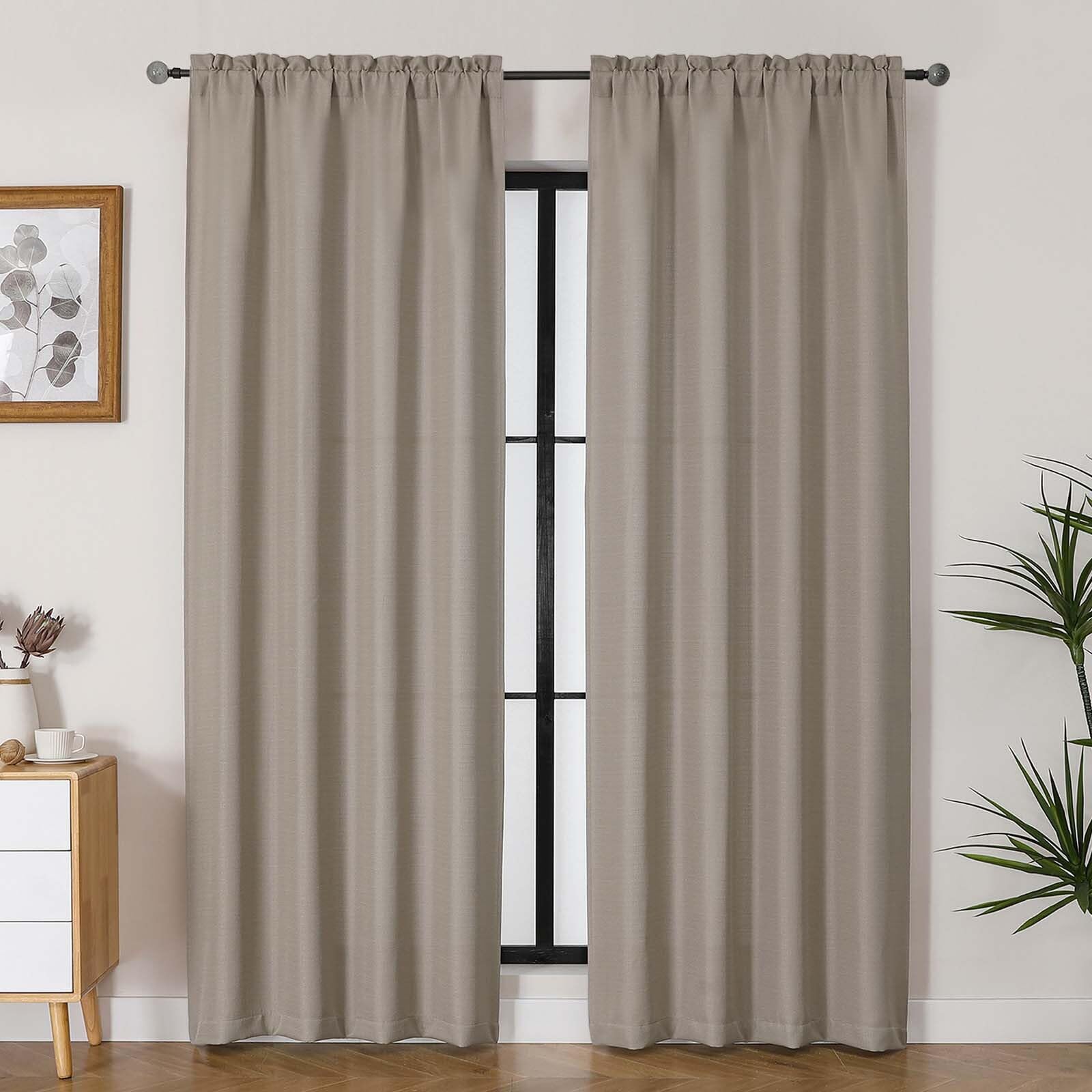 Lecloud Bessie Stone Curtains for Living Room 84 Inches Long 2 Panels, Airy Privacy Light Filtering Curtain Drapes, Faux Linen T