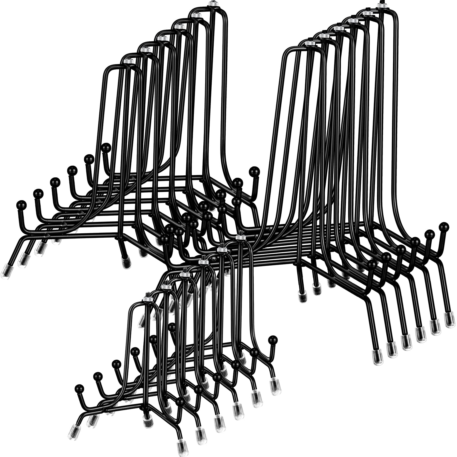 Chumia 18 Pcs Anti Slip Plate Stands for Display Plate Holder Display Stand, Black Iron Easel Plate Holder Picture Frame Holder 