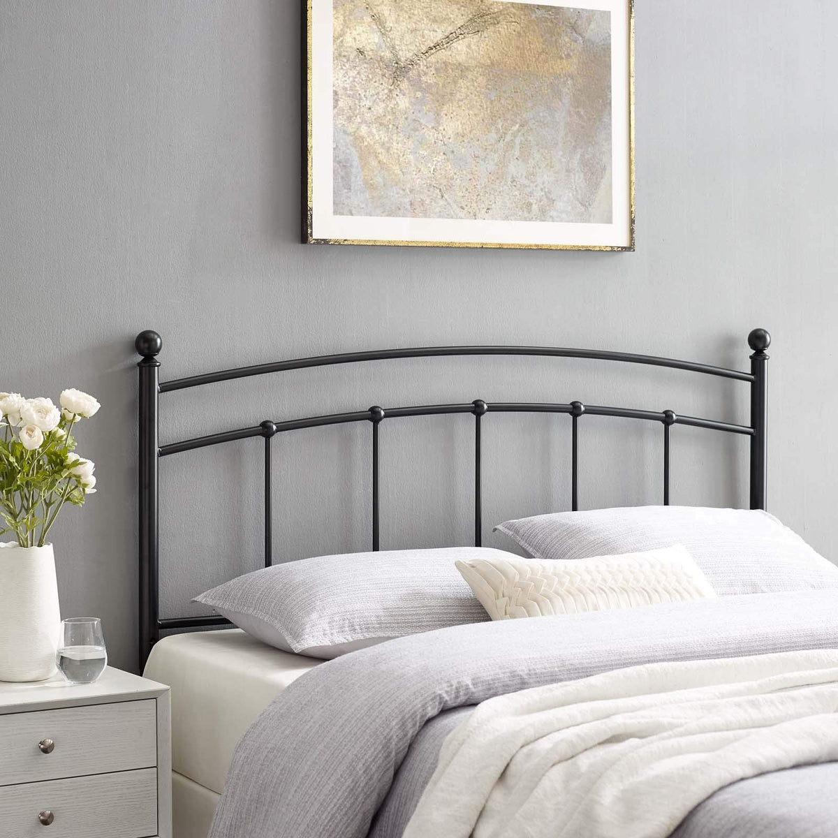 Modway Abigail King Metal Headboard In Black