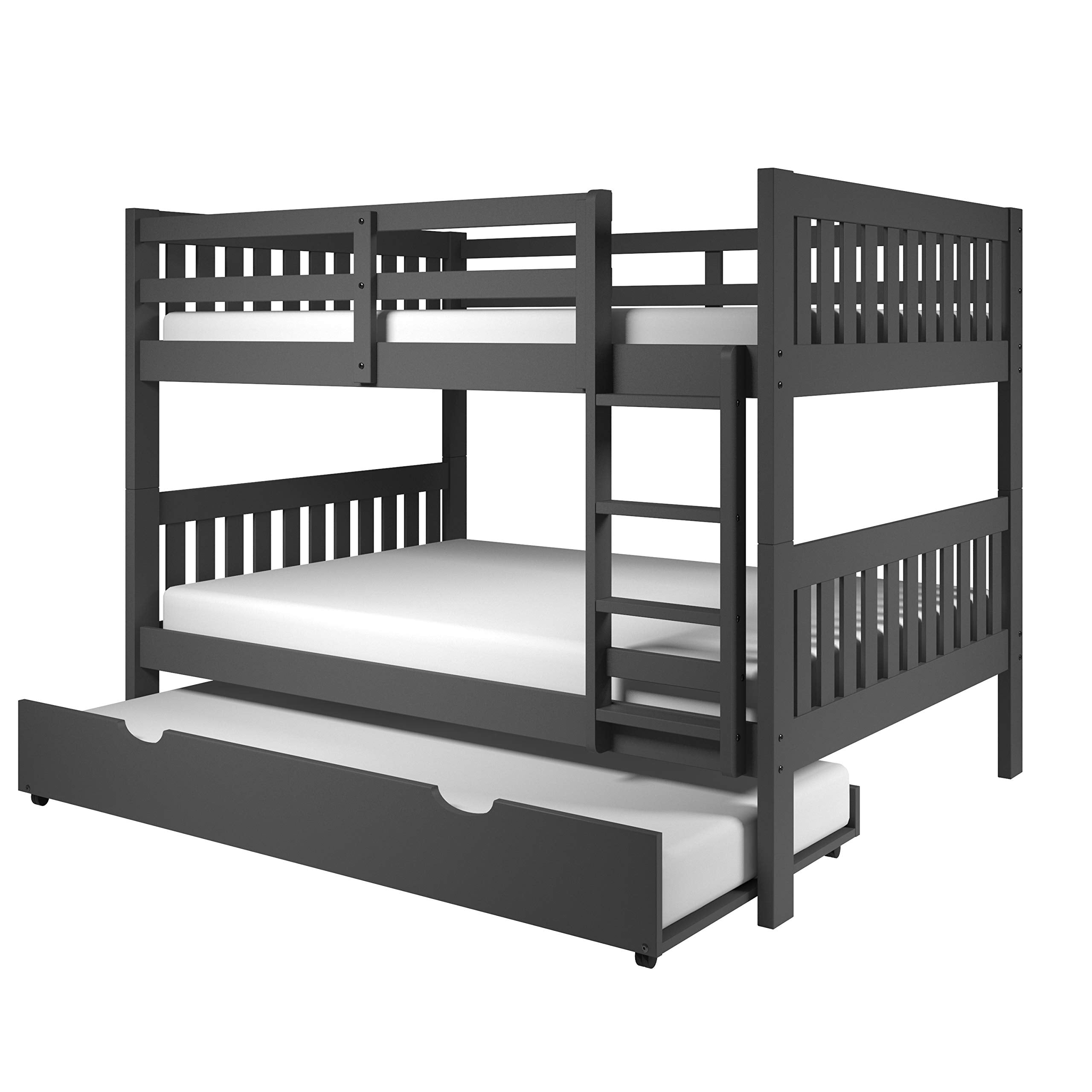 Donco Kids Austin Mission Full Over Full Dark Grey Bunkbed With Twin Trundle