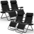 Nestl Zero Gravity Chairs Set of 4, Patio Lounge Chair Outdoor with Pillows & Cup Holder Trays, Adjustable Steel Mesh Reclining 